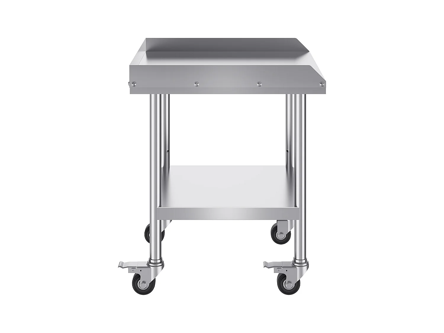 Stół Roboczy SucceBuy Stół Roboczy ze Stali Nierdzewnej 60.96 x 60.96 cm z 4 Kółkami, Wytrzymały Komercyjny Stół do Przygotowywania Żywności