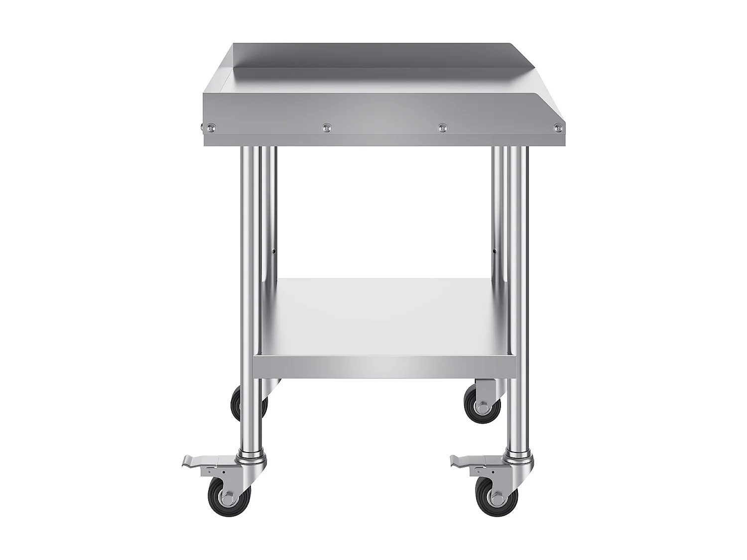 Stół Roboczy SucceBuy Stół Roboczy ze Stali Nierdzewnej 60.96 x 60.96 cm z 4 Kółkami, Wytrzymały Komercyjny Stół do Przygotowywania Żywności