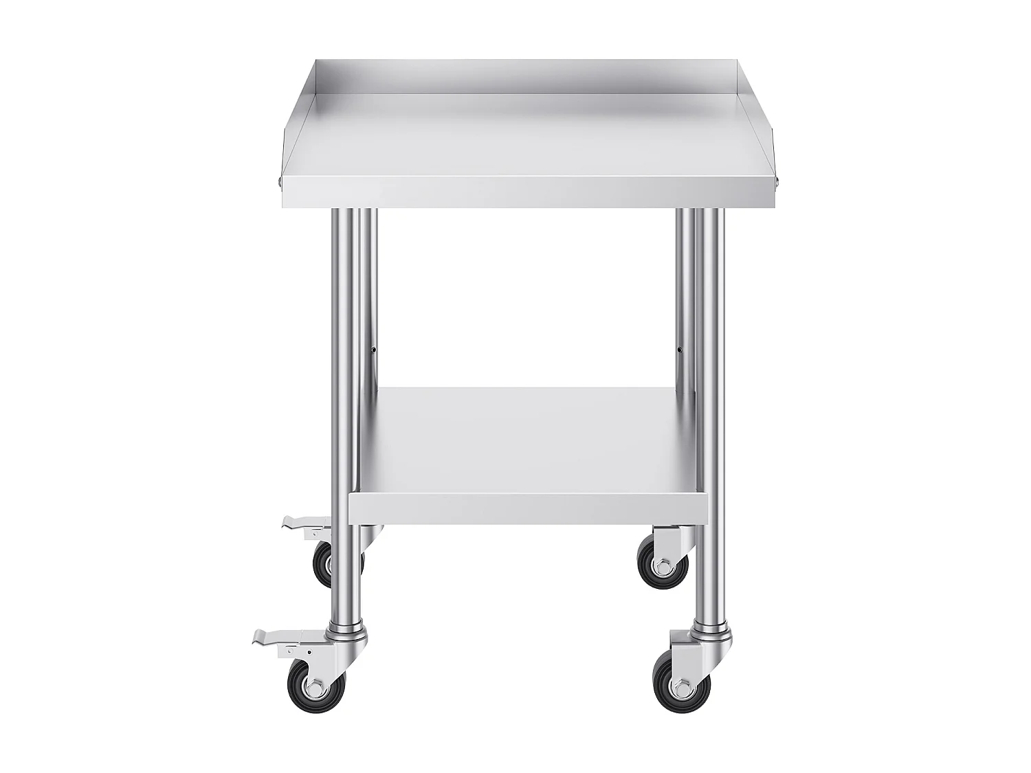 Stół Roboczy SucceBuy Stół Roboczy ze Stali Nierdzewnej 60.96 x 60.96 cm z 4 Kółkami, Wytrzymały Komercyjny Stół do Przygotowywania Żywności