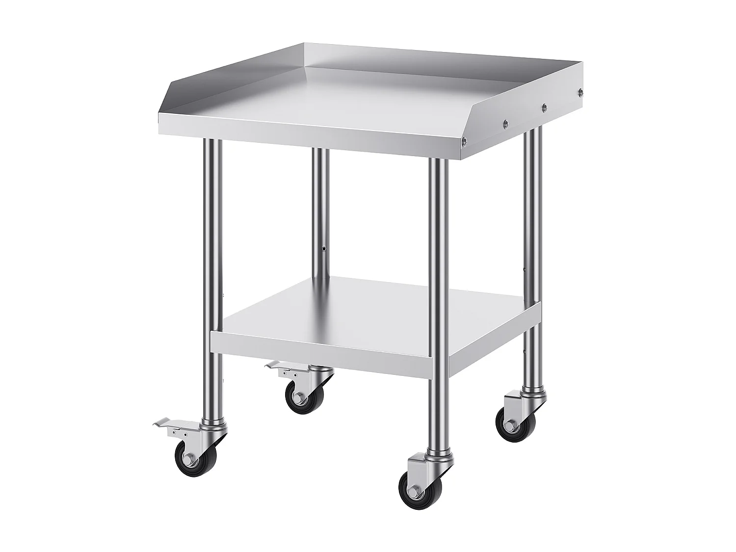 Stół Roboczy SucceBuy Stół Roboczy ze Stali Nierdzewnej 60.96 x 60.96 cm z 4 Kółkami, Wytrzymały Komercyjny Stół do Przygotowywania Żywności