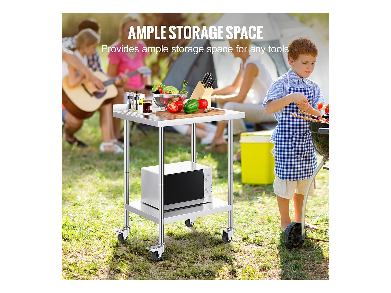 Mesa de Trabalho SucceBuy Mesa de Trabalho em Aço Inoxidável 60.96 x 76.2 cm, Mesa de Preparação de Alimentos Comercial com Rodízios