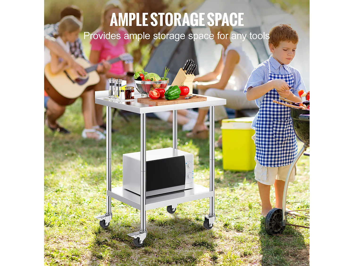 Table de Travail SucceBuy Table de Travail en Acier Inoxydable 60.96 x 76.2 cm Table de Préparation des Aliments Commerciale avec Roulettes