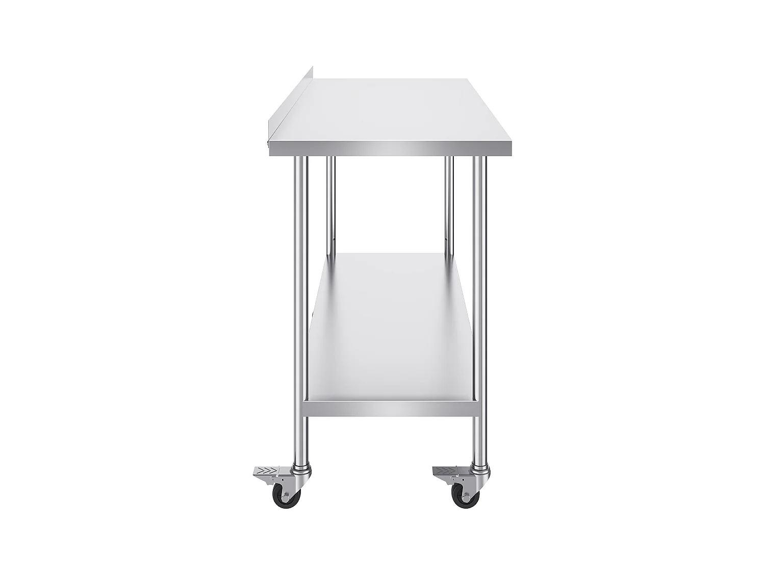 Arbeitstisch SucceBuy 61 x 152 x 102 cm Großer Arbeitstisch aus Edelstahl, Gewerblicher Tisch zur Lebensmittelzubereitung mit Rädern, Höhenverstellbar