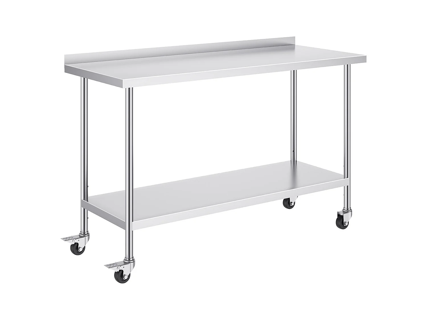 Arbeitstisch SucceBuy 61 x 152 x 102 cm Großer Arbeitstisch aus Edelstahl, Gewerblicher Tisch zur Lebensmittelzubereitung mit Rädern, Höhenverstellbar