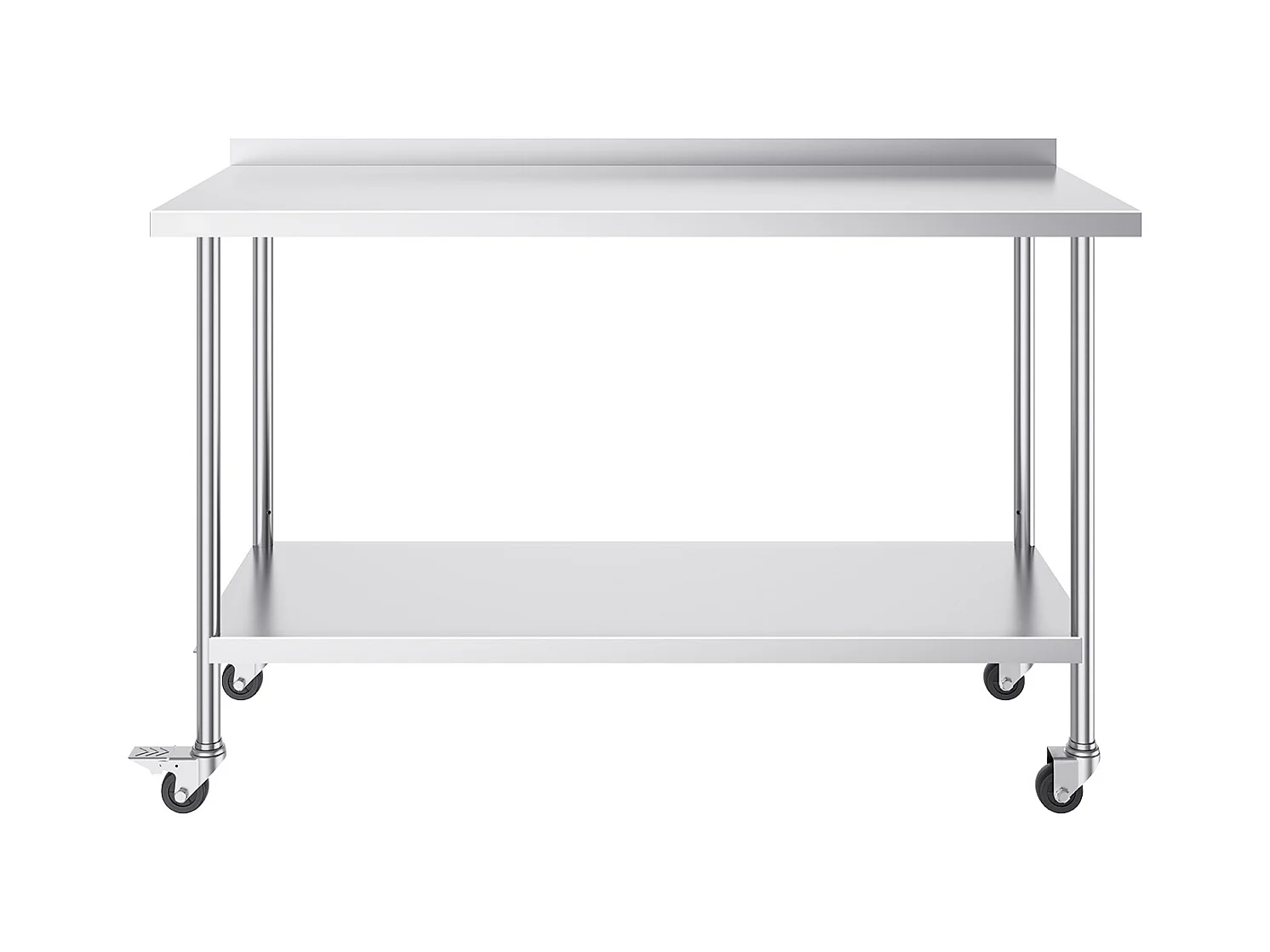 Arbeitstisch SucceBuy 61 x 152 x 102 cm Großer Arbeitstisch aus Edelstahl, Gewerblicher Tisch zur Lebensmittelzubereitung mit Rädern, Höhenverstellbar