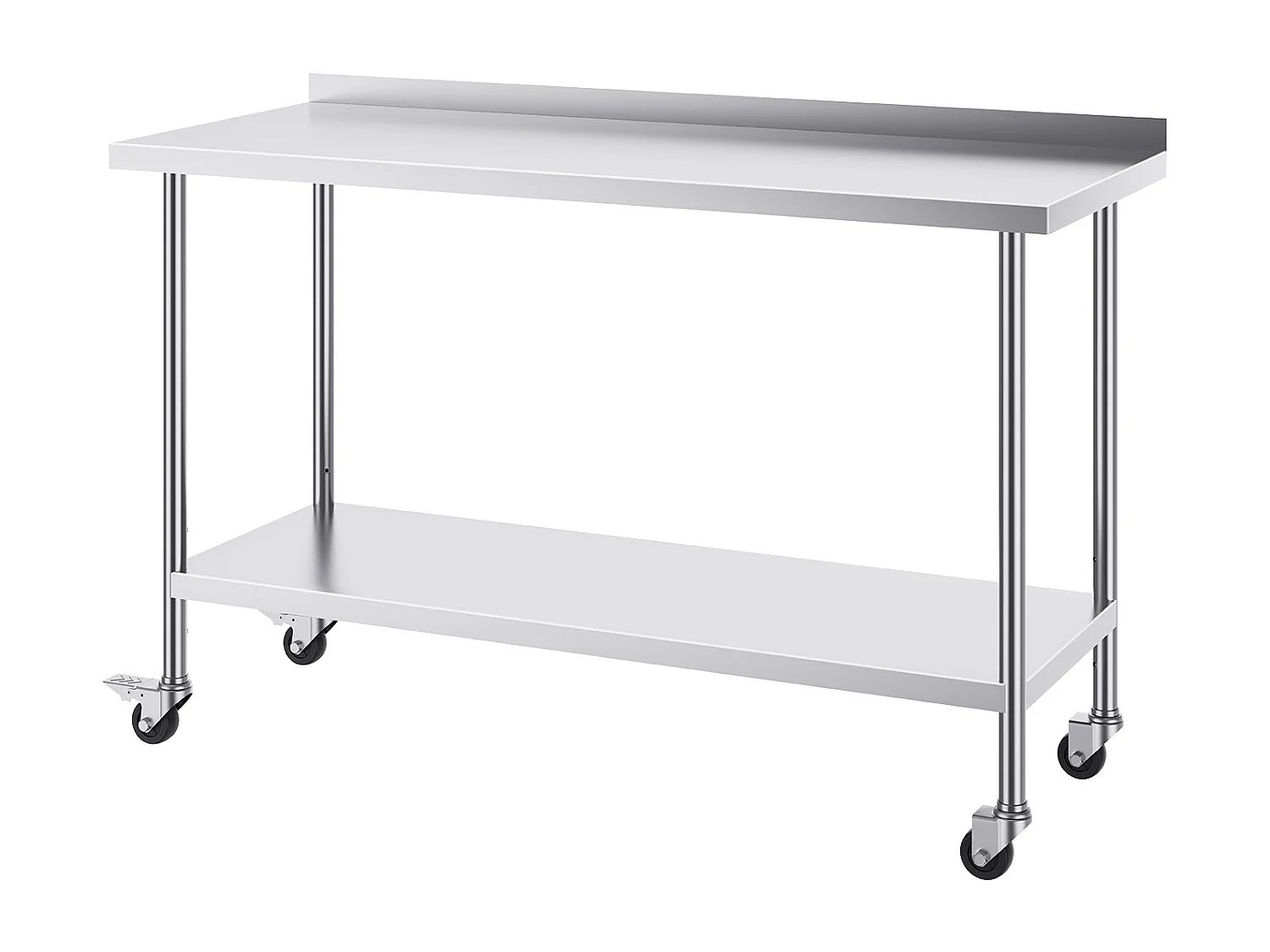 Table de Travail SucceBuy Table de Travail Commerciale en Acier Inoxydable 60.96 x 152.4 cm avec Roulettes