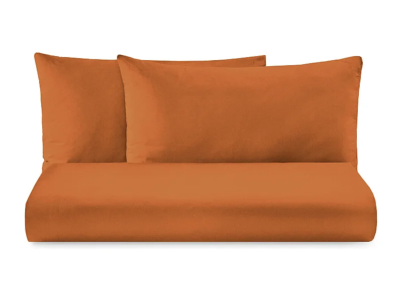 Parure lenzuolo in puro cotone tinta unita arancione scuro (220x290cm)