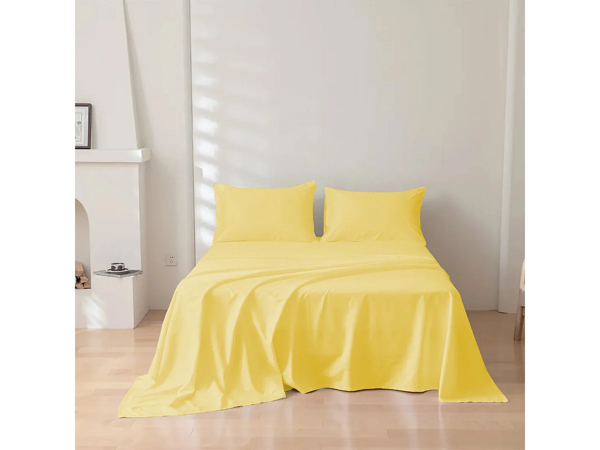 Parure lenzuolo in puro cotone tinta unita giallo (220x290cm)