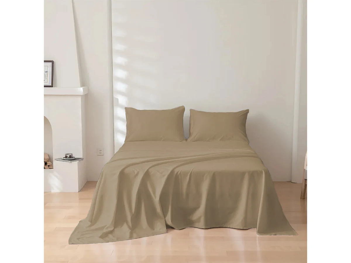 Parure lenzuolo in puro cotone tinta unita tortora (200x290cm)