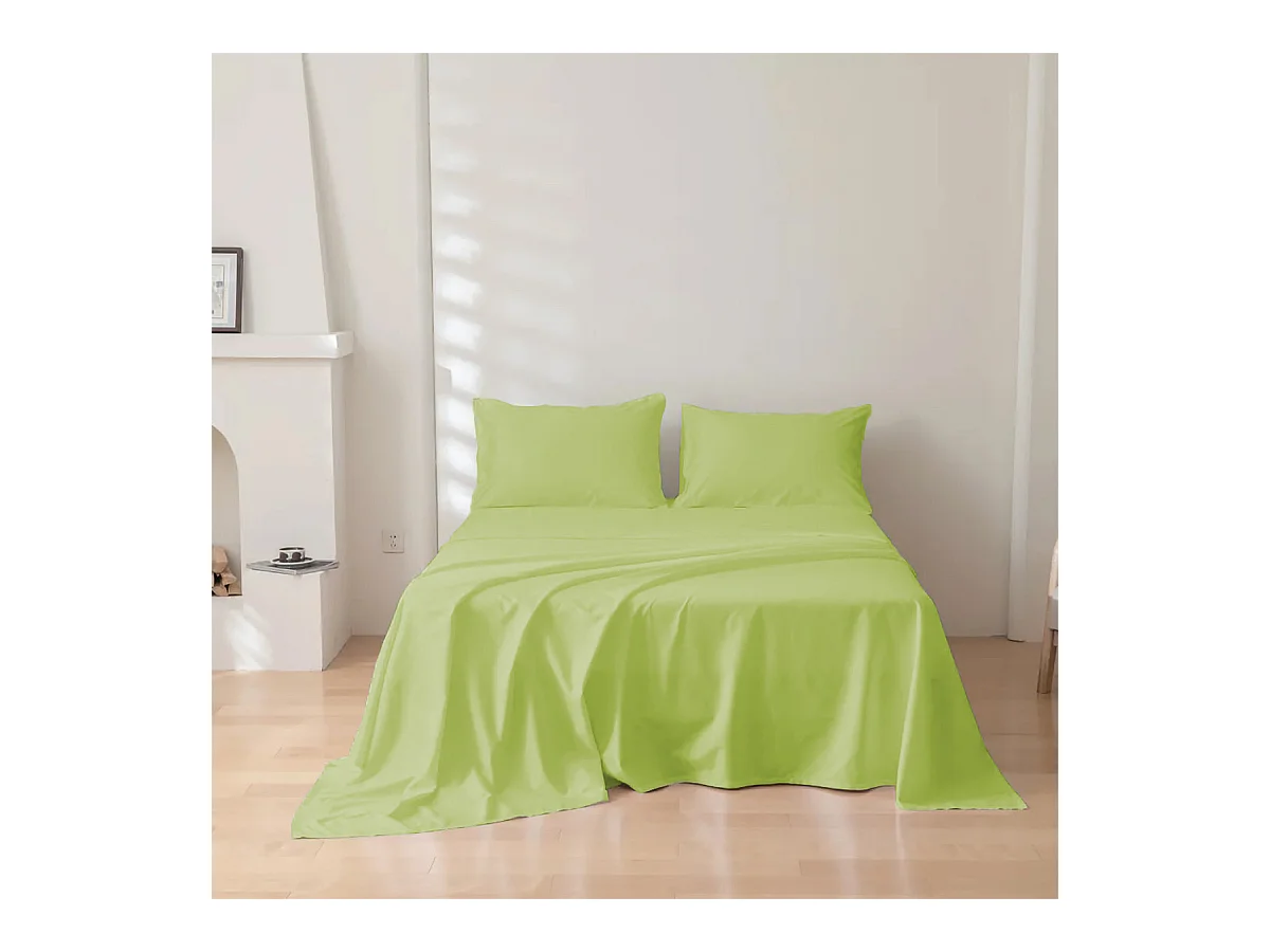 Parure lenzuolo in puro cotone tinta unita verde (250x290cm)