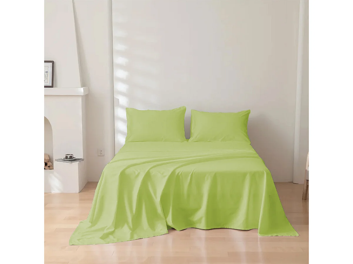Parure lenzuolo in puro cotone tinta unita verde (250x290cm)