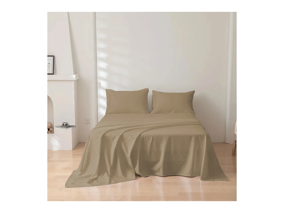 Parure lenzuolo in puro cotone tinta unita tortora (160x290cm)