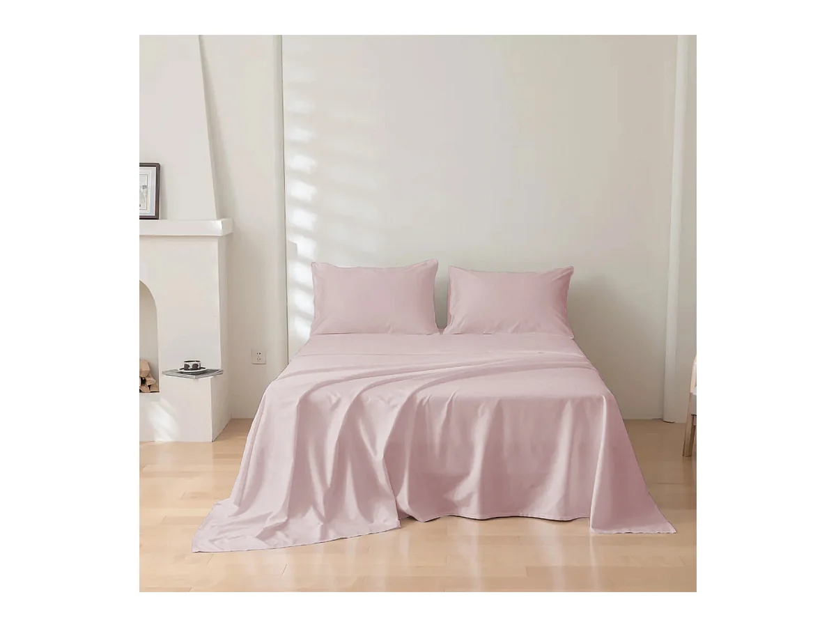 Parure lenzuolo in puro cotone tinta unita rosa incenso (220x290cm)