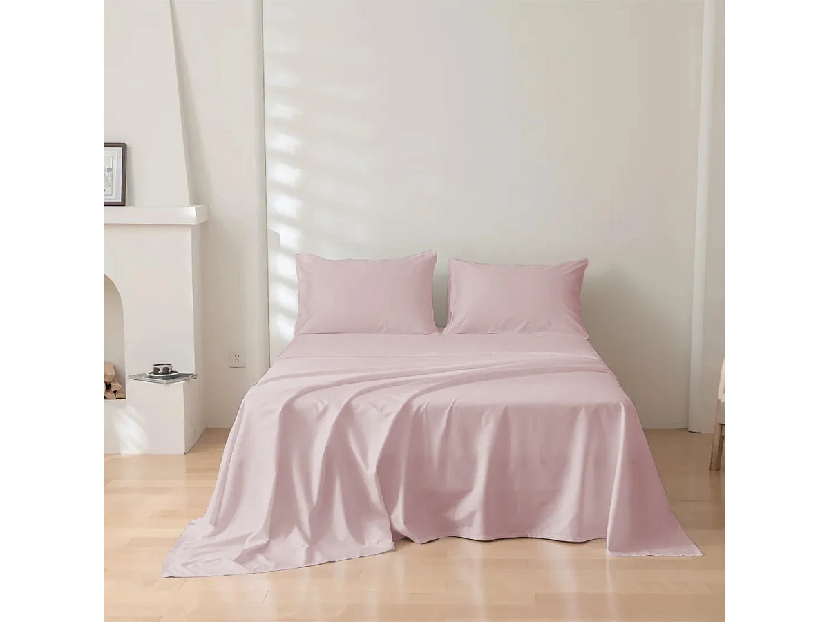 Parure lenzuolo in puro cotone tinta unita rosa incenso (220x290cm)