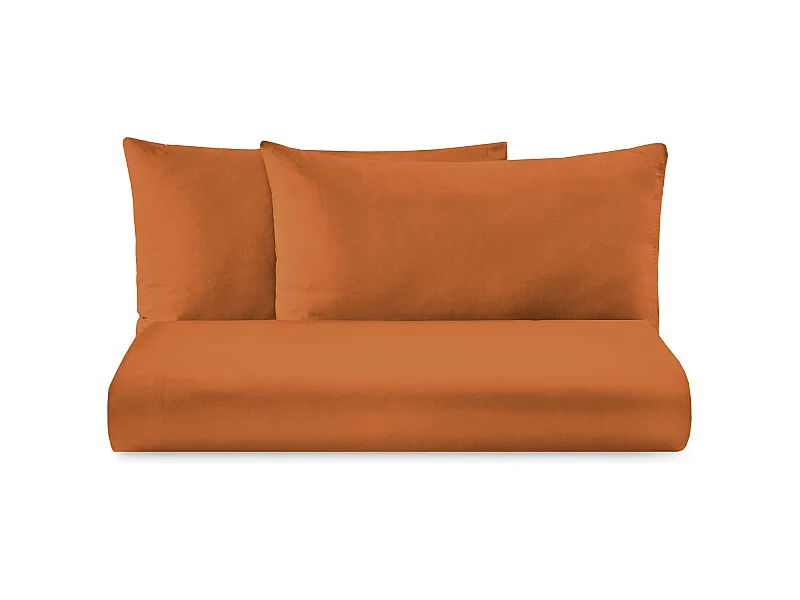 Parure lenzuolo in puro cotone tinta unita arancione scuro (160x290cm)