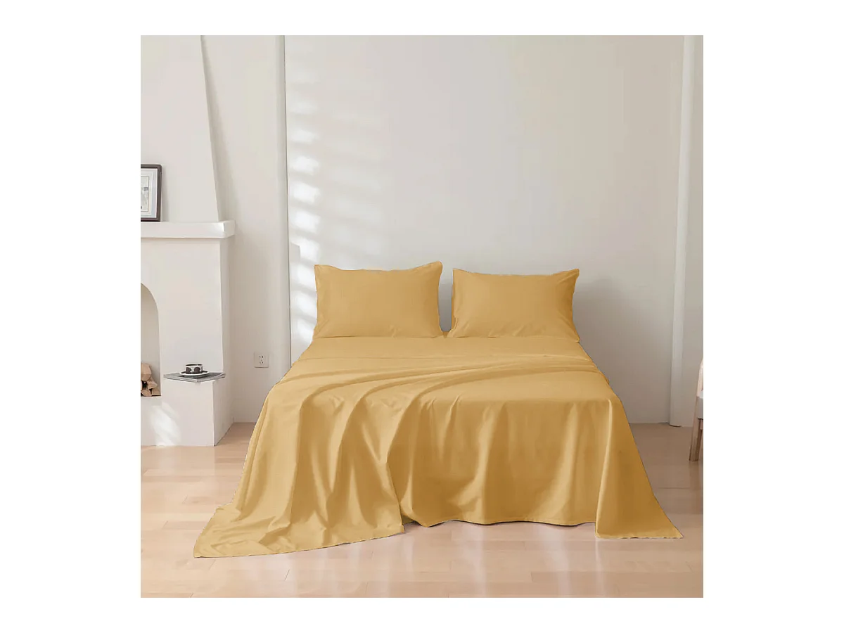 Parure lenzuolo in puro cotone tinta unita oro (160x290cm)