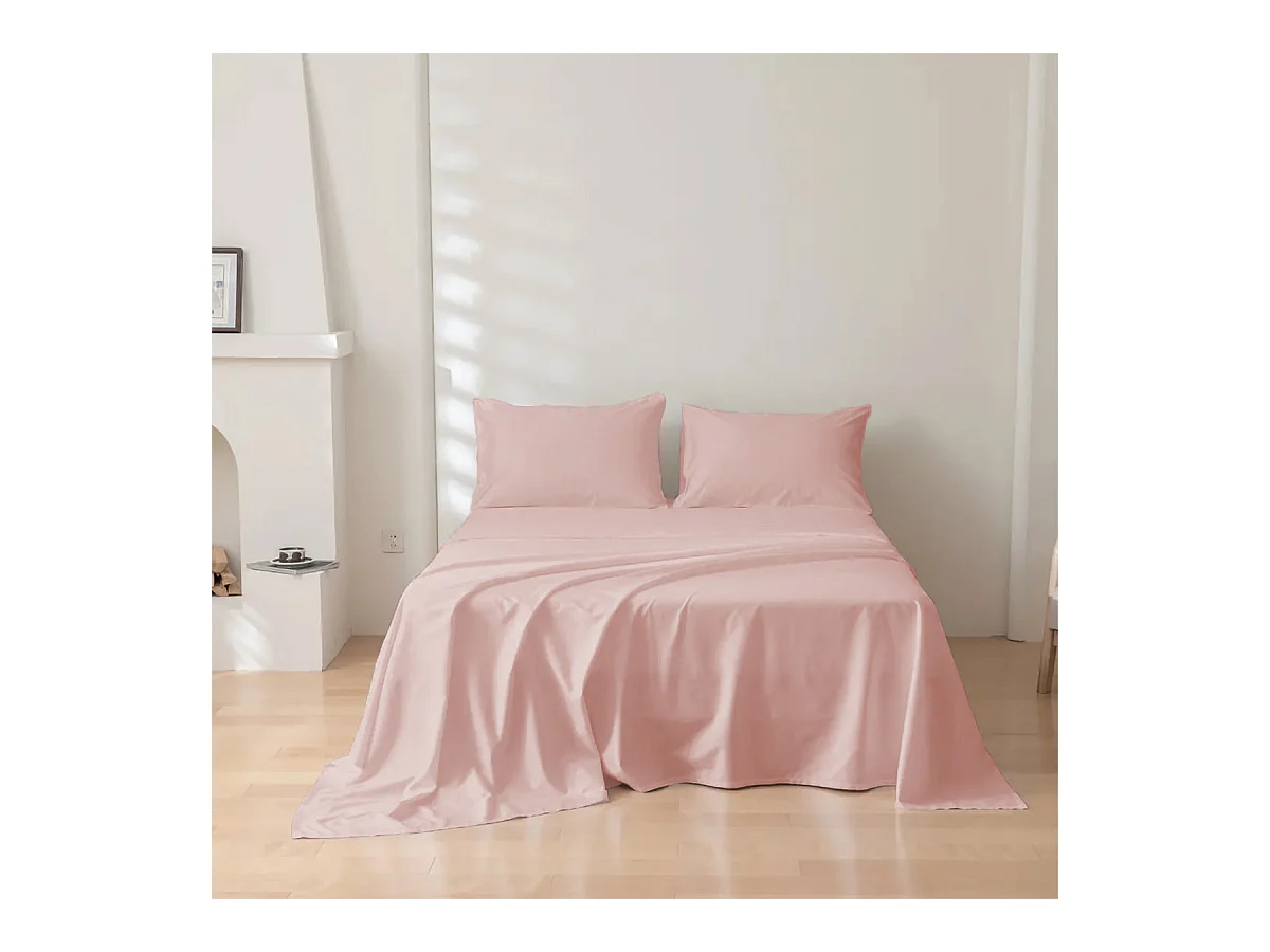 Parure lenzuolo in puro cotone tinta unita rosa (220x290cm)