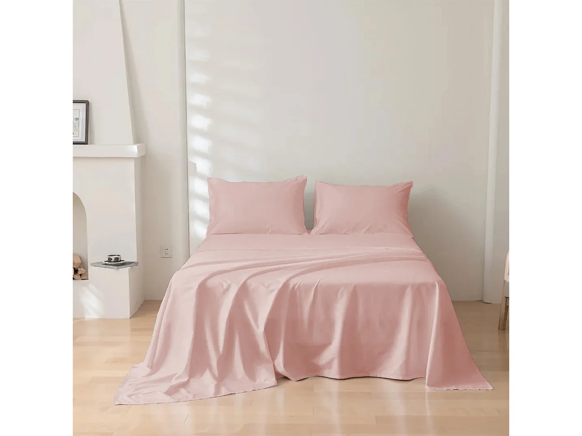 Parure lenzuolo in puro cotone tinta unita rosa (220x290cm)