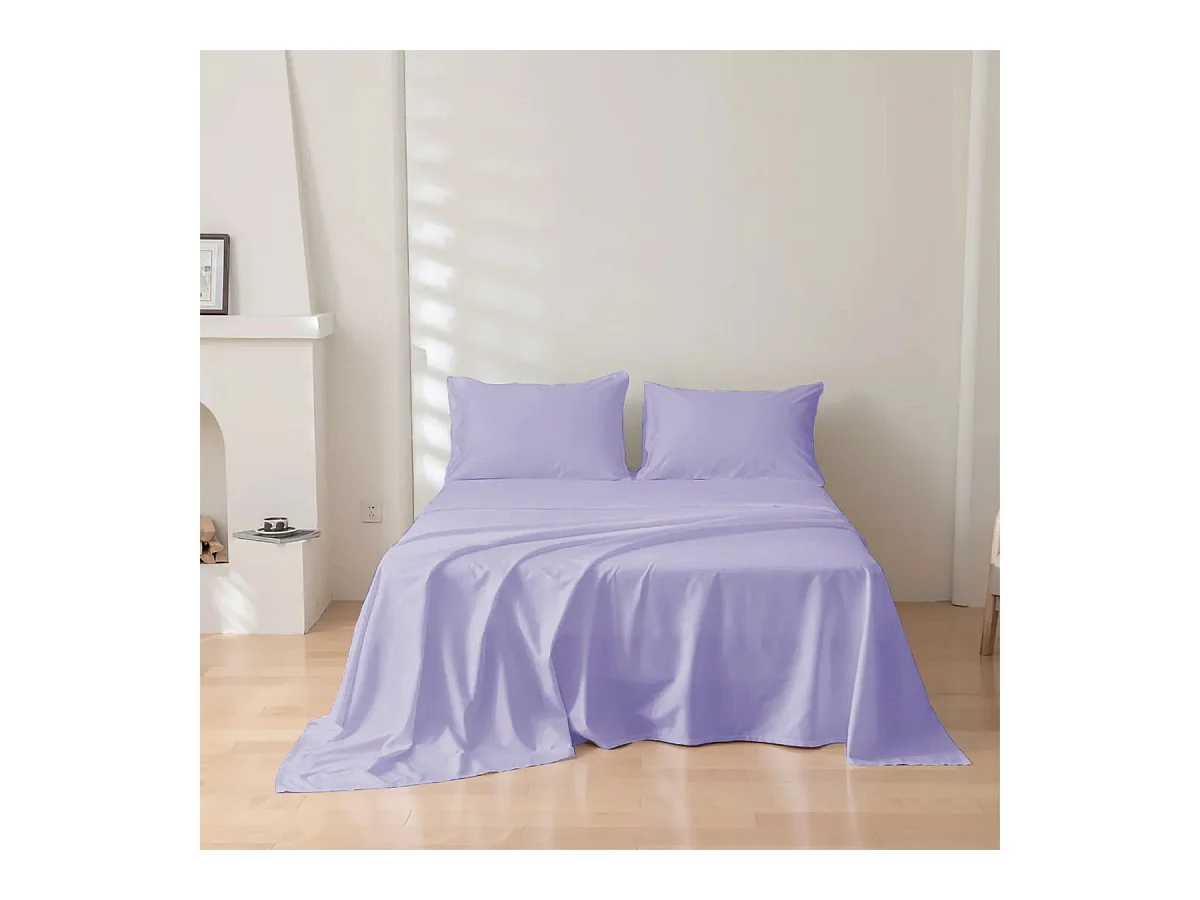 Parure lenzuolo in puro cotone tinta unita lilla (200x290cm)