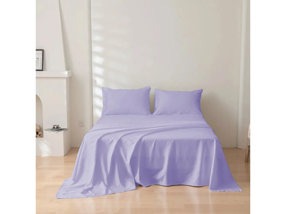 Parure lenzuolo in puro cotone tinta unita lilla (200x290cm)