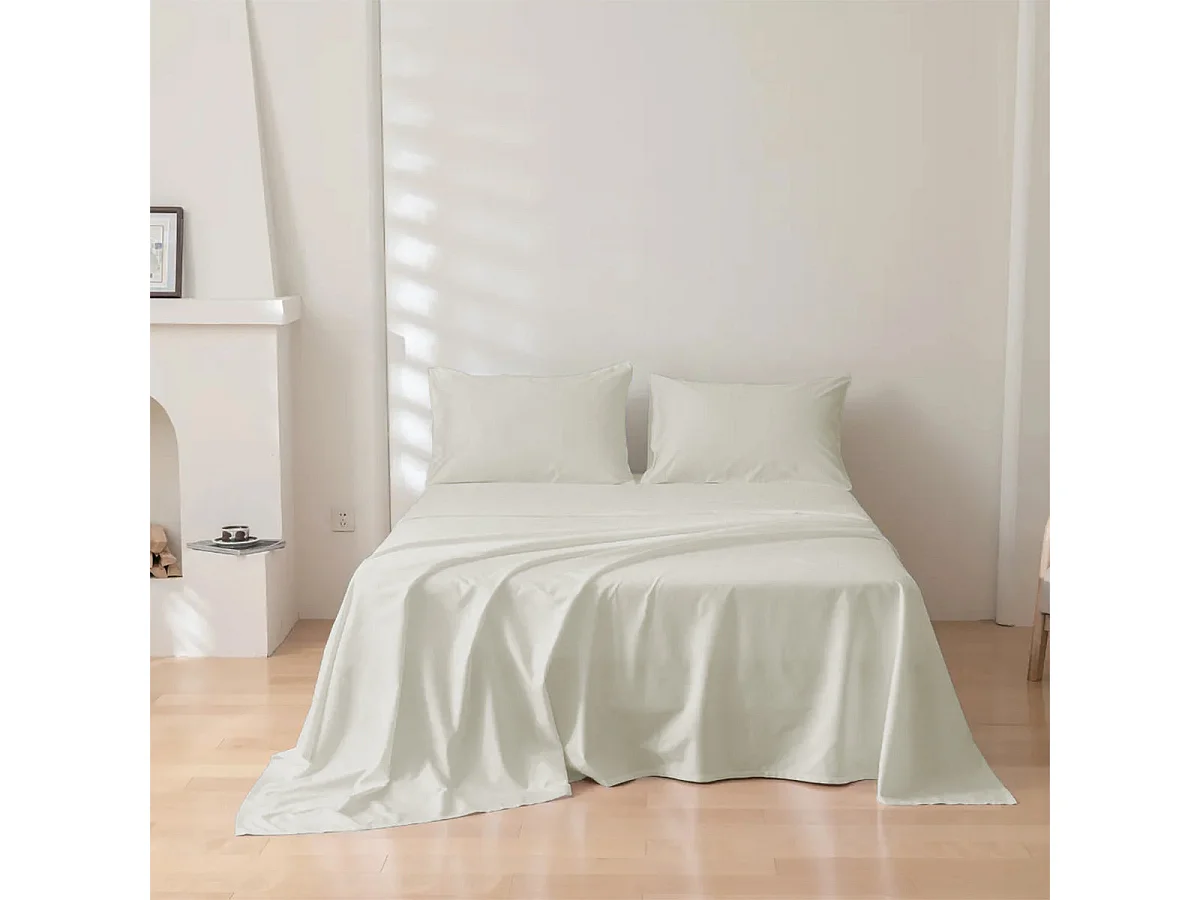 Parure lenzuolo in puro cotone tinta unita grigio chiaro (200x290cm)