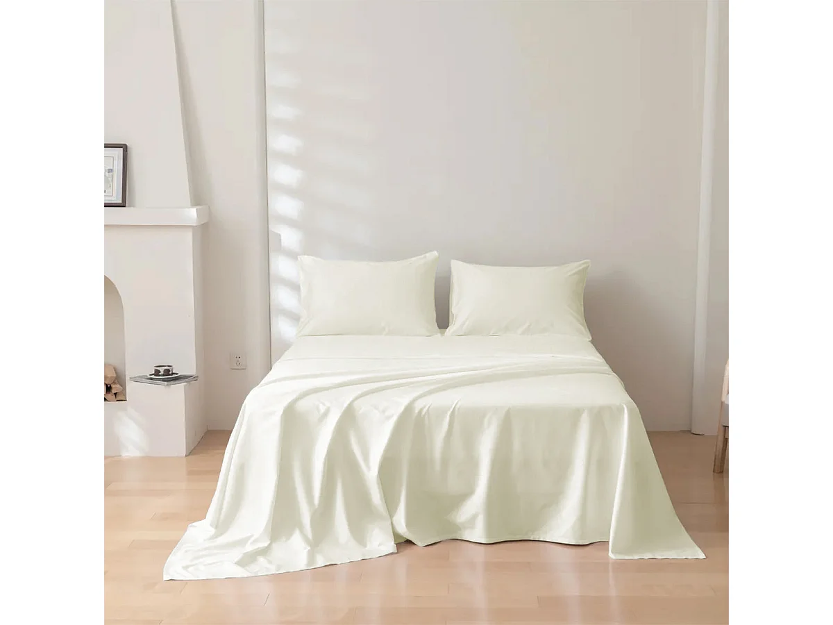 Parure lenzuolo in puro cotone tinta unita beige (160x290cm)