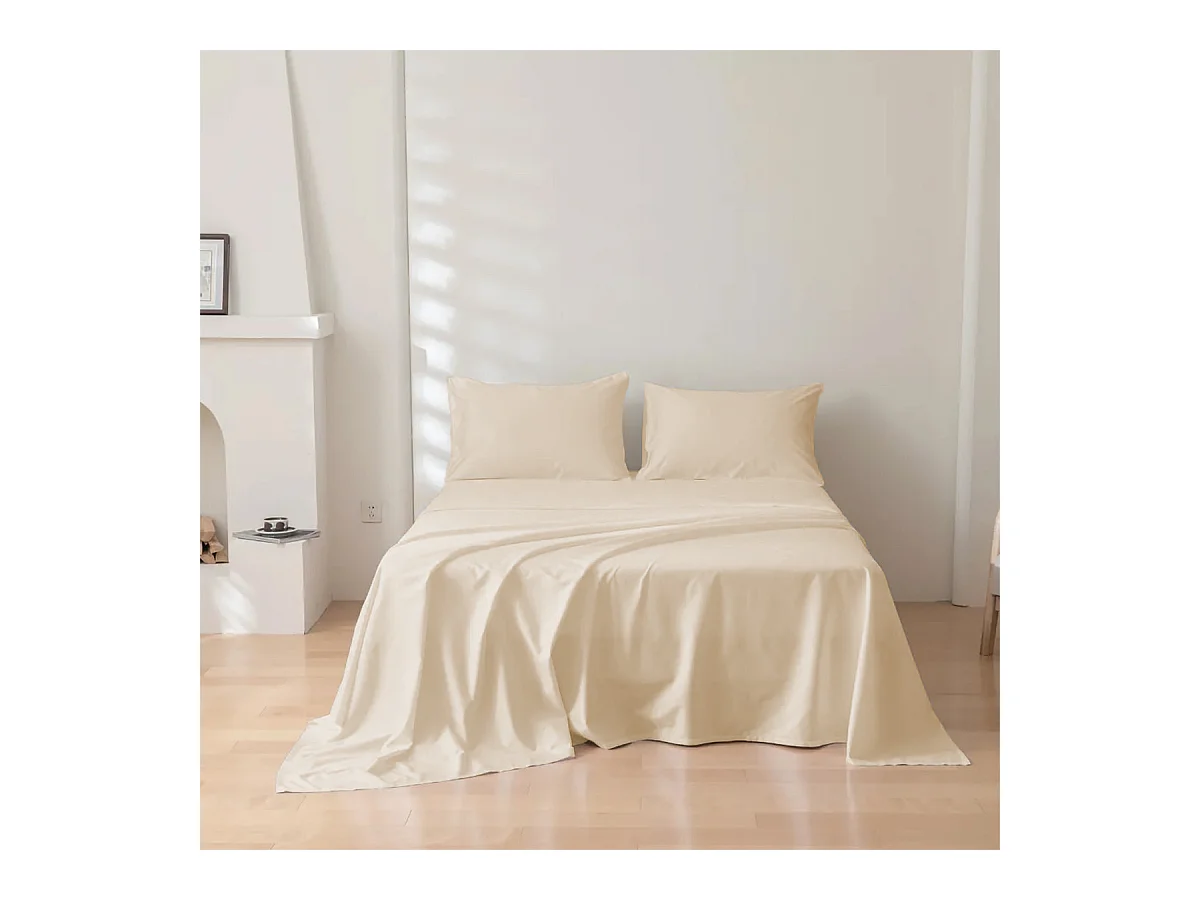 Parure lenzuolo in puro cotone tinta unita beige (160x290cm)