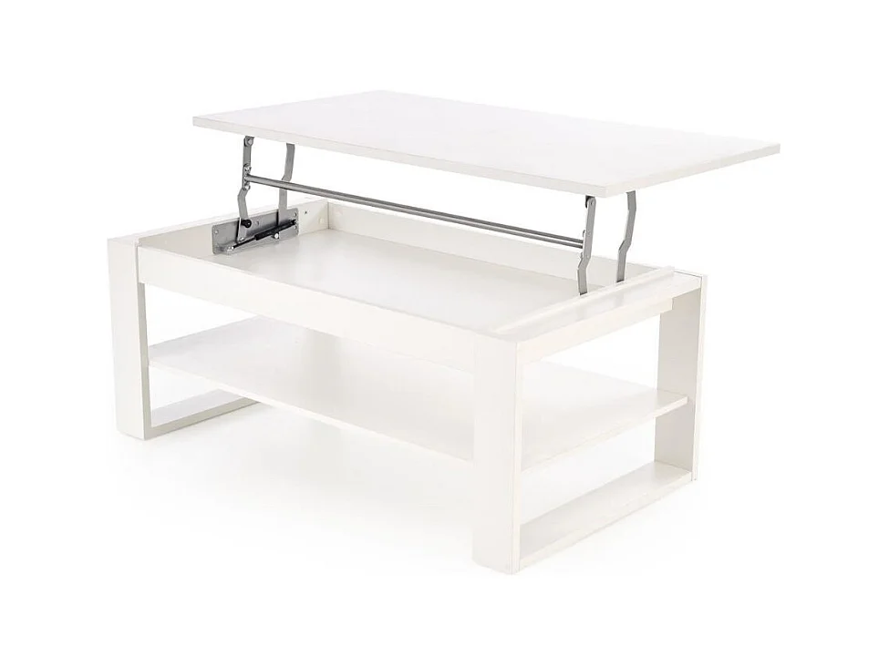 Table basse 120 x 65 cm blanche avec plateau relevable GEMMA