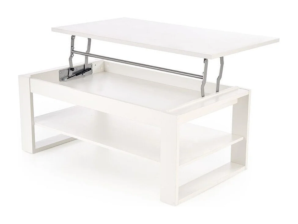 Table basse 120 x 65 cm blanche avec plateau relevable GEMMA