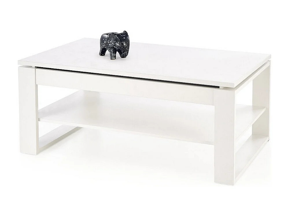 Table basse 120 x 65 cm blanche avec plateau relevable GEMMA