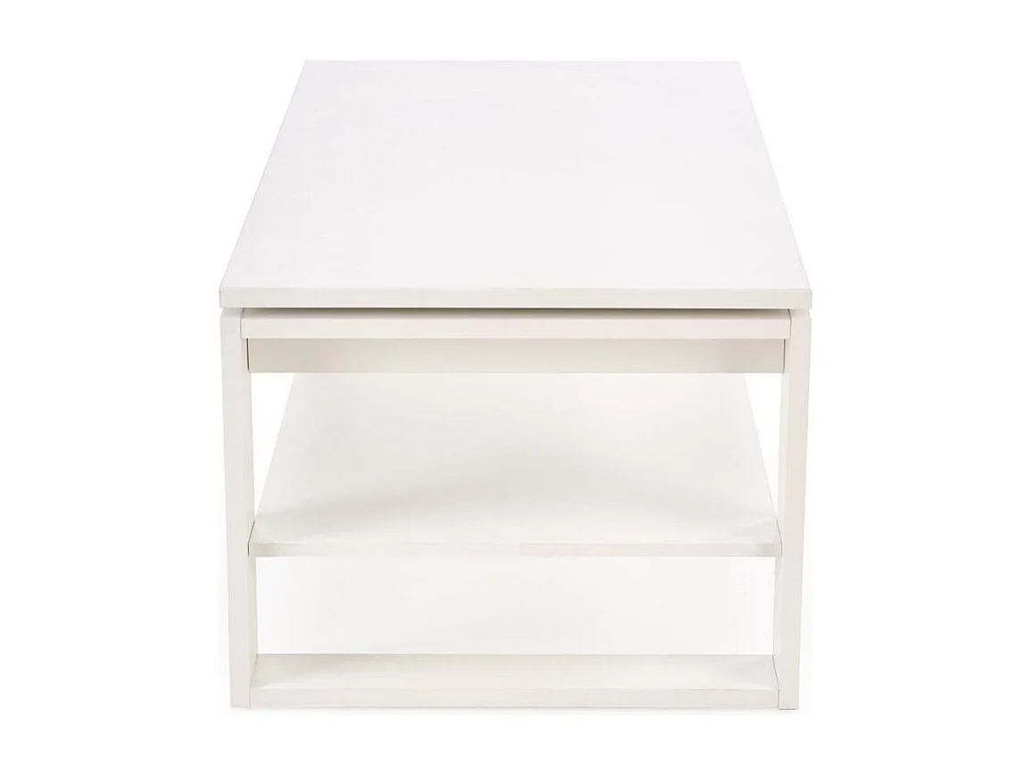 Table basse 120 x 65 cm blanche avec plateau relevable GEMMA