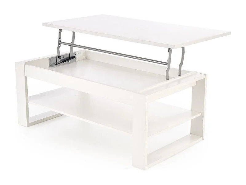 Table basse 120 x 65 cm blanche avec plateau relevable GEMMA