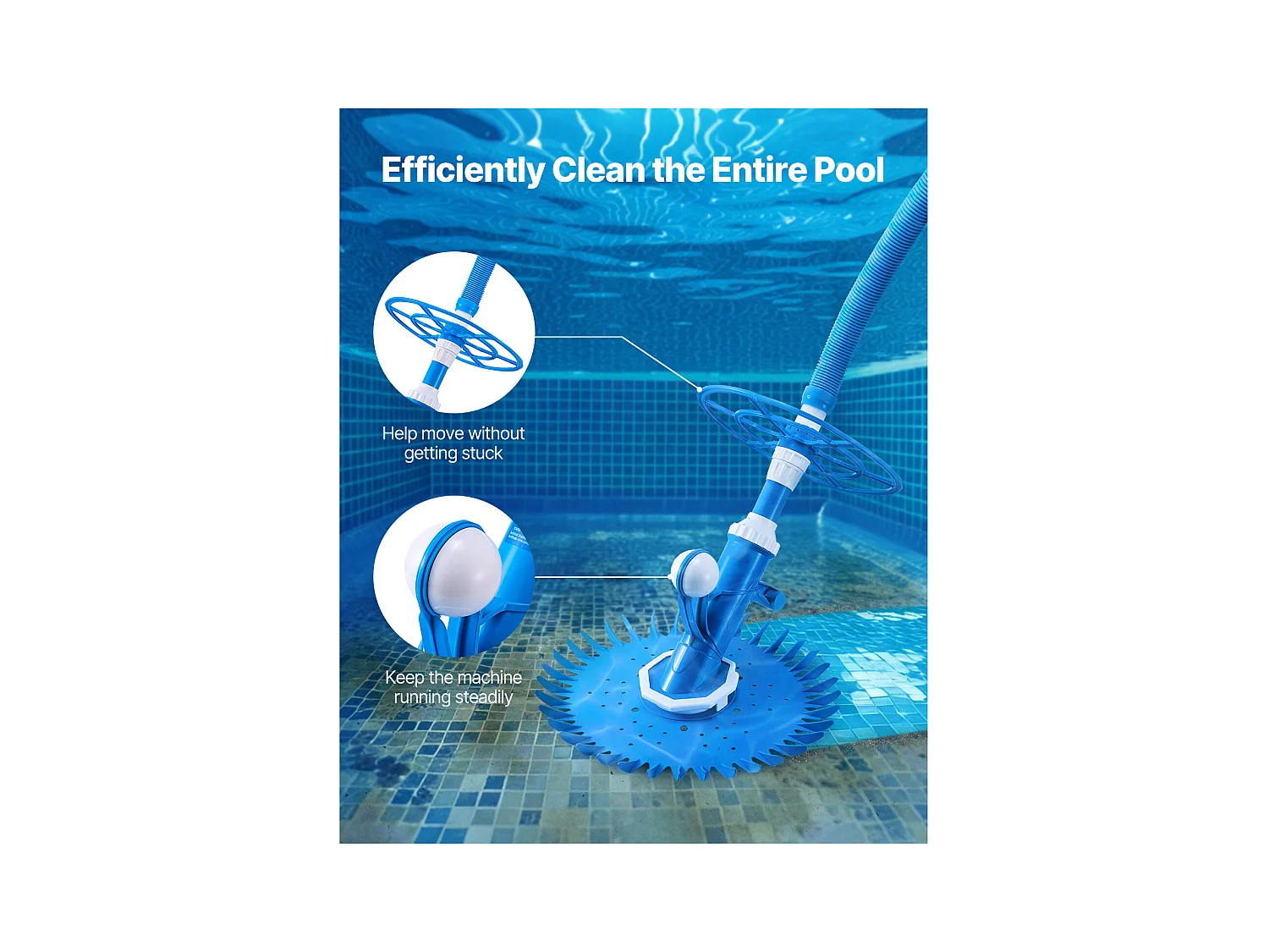 Aspirateur de Piscine, SucceBuy Aspirateur de Piscine avec 12 Tuyaux – Aspirateur pour Piscines Creusées et Hors Sol