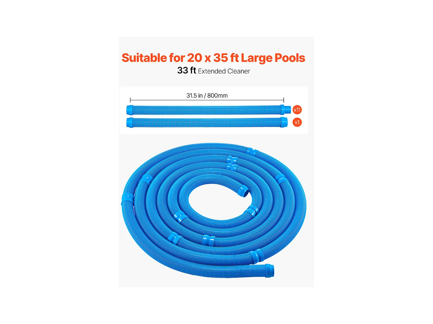 Aspirateur de Piscine, SucceBuy Aspirateur de Piscine avec 12 Tuyaux – Aspirateur pour Piscines Creusées et Hors Sol