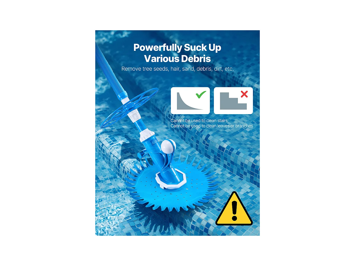 Aspirateur de Piscine, SucceBuy Aspirateur de Piscine avec 12 Tuyaux – Aspirateur pour Piscines Creusées et Hors Sol