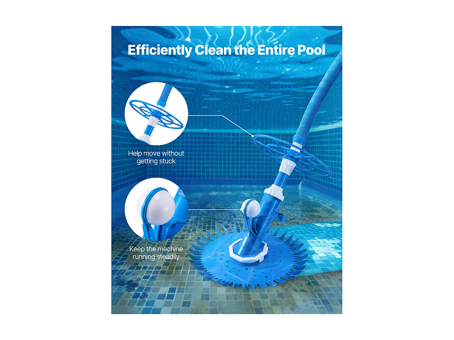 Aspirateur de Piscine, SucceBuy Aspirateur de Piscine avec 12 Tuyaux – Aspirateur pour Piscines Creusées et Hors Sol