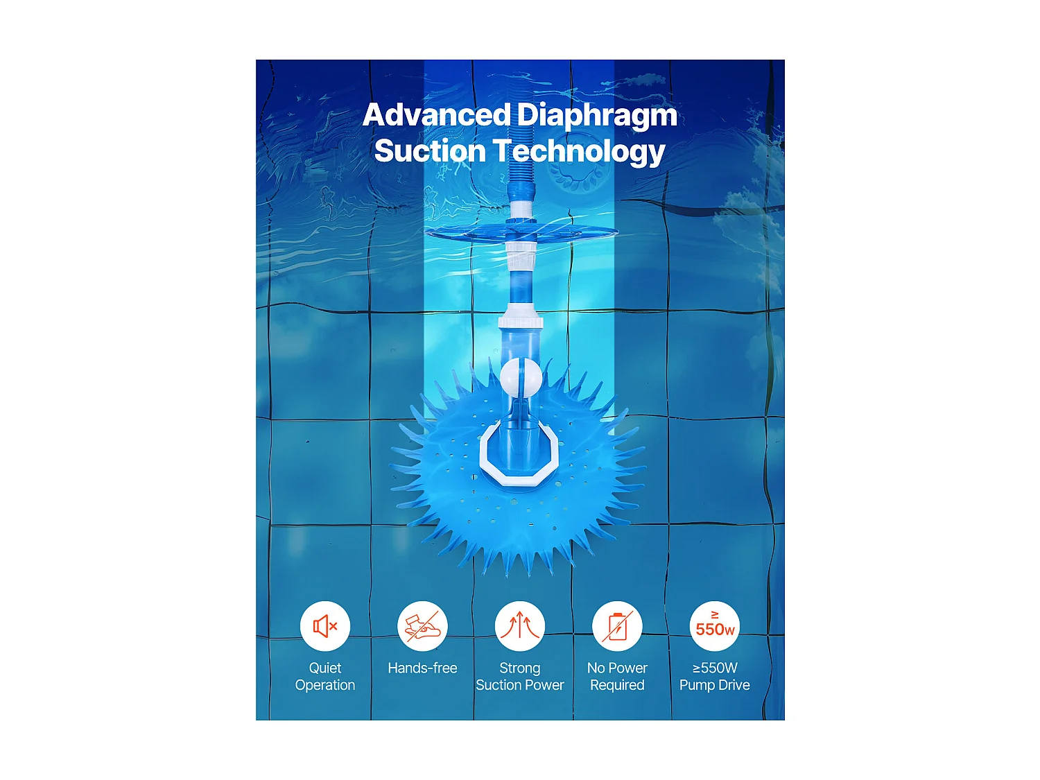 Aspirateur de Piscine, SucceBuy Aspirateur de Piscine avec 12 Tuyaux – Aspirateur pour Piscines Creusées et Hors Sol