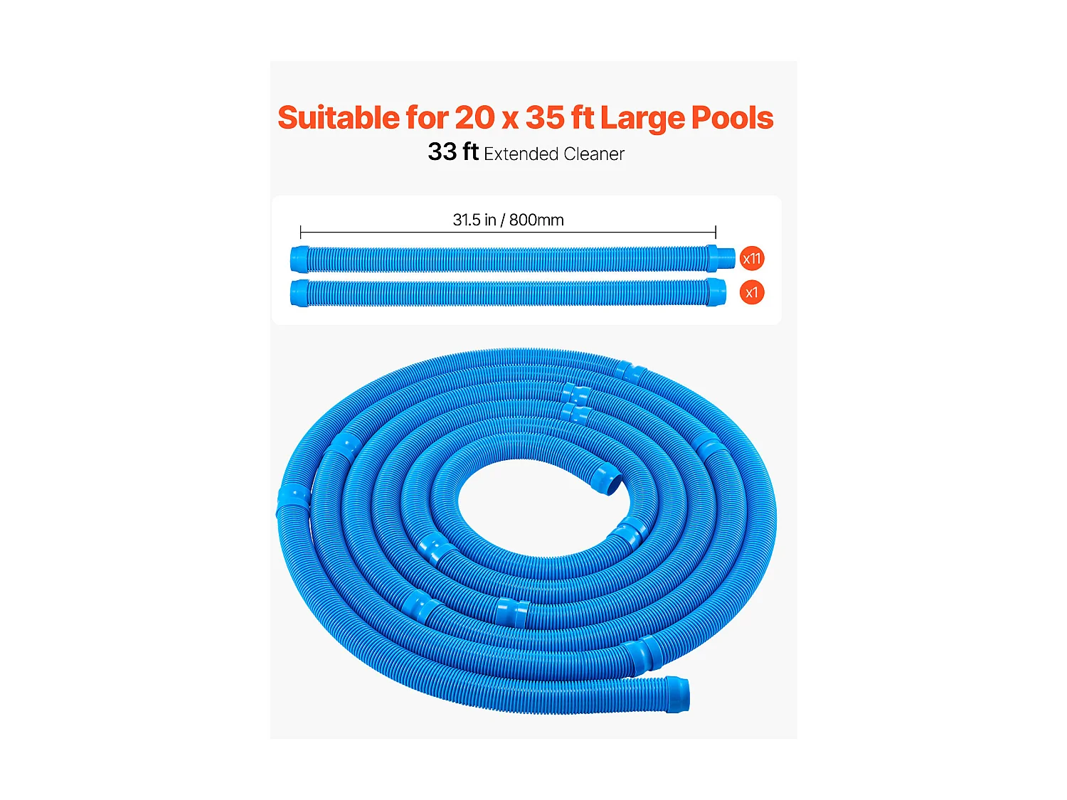 Aspirateur de Piscine, SucceBuy Aspirateur de Piscine avec 12 Tuyaux – Aspirateur pour Piscines Creusées et Hors Sol