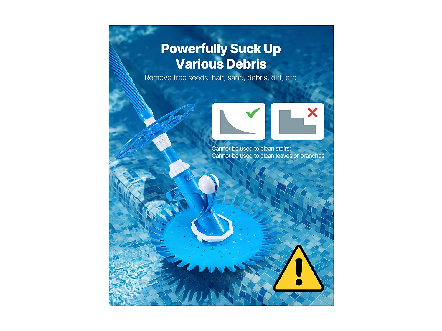 Aspirateur de Piscine, SucceBuy Aspirateur de Piscine avec 12 Tuyaux – Aspirateur pour Piscines Creusées et Hors Sol