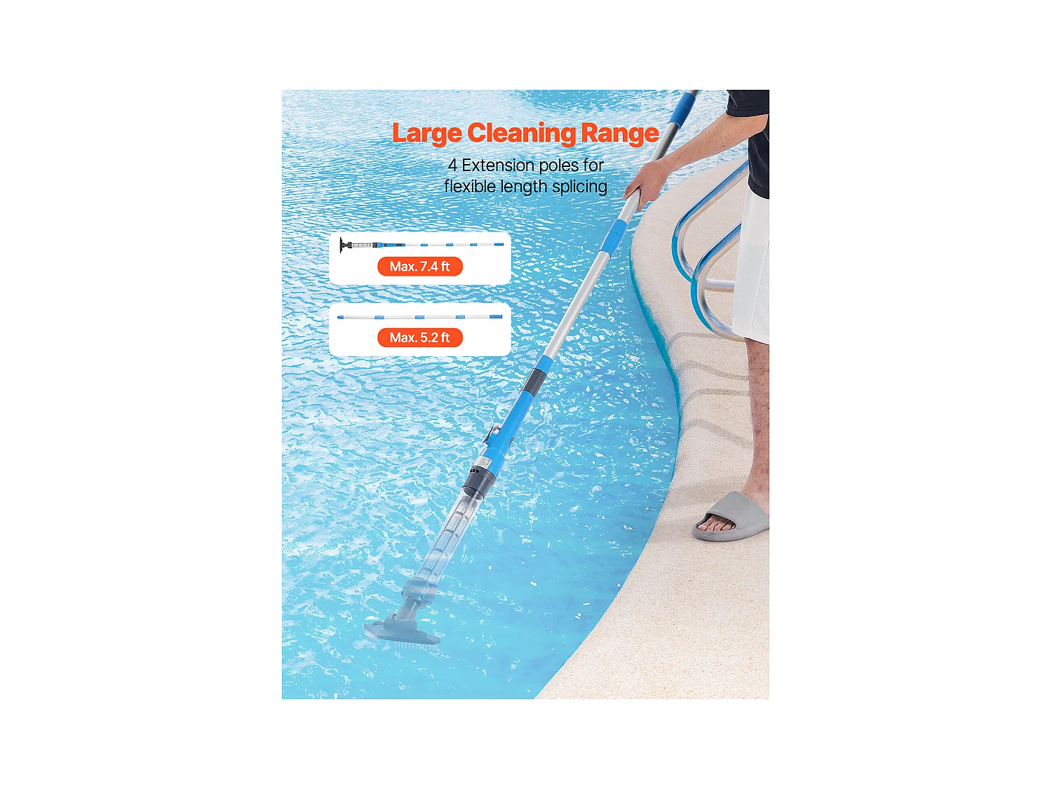 Aspirateur de Piscine, SucceBuy Aspirateur de Piscine Rechargeable 32 L/min avec Autonomie d'une Heure et Rallonge