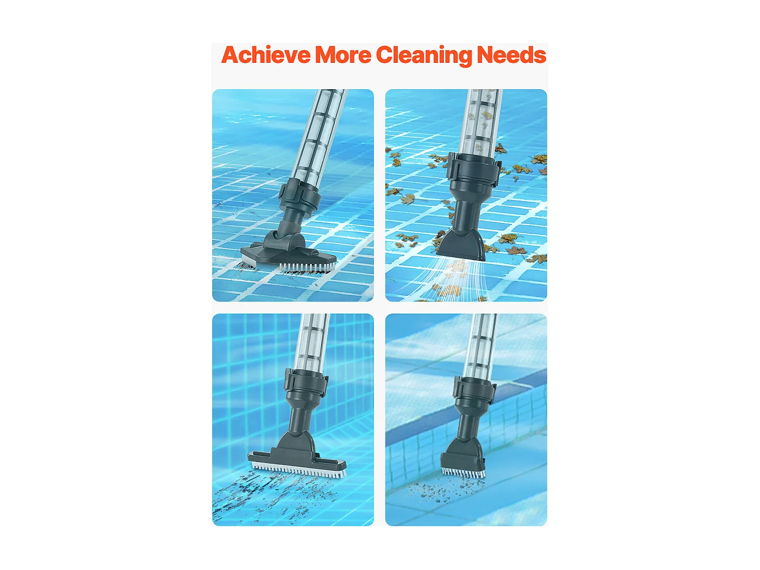 Aspirateur de Piscine, SucceBuy Aspirateur de Piscine Rechargeable 32 L/min avec Autonomie d'une Heure et Rallonge