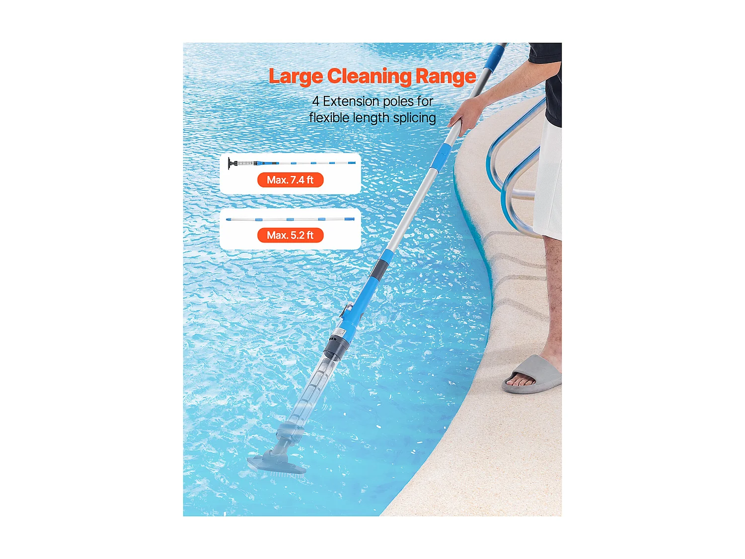 Aspirateur de Piscine, SucceBuy Aspirateur de Piscine Rechargeable 32 L/min avec Autonomie d'une Heure et Rallonge