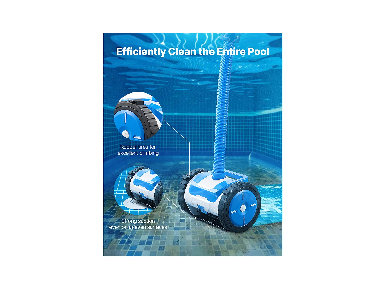 Pool-Staubsauger, SucceBuy Automatischer Pool-Staubsauger mit 2-Rad-System