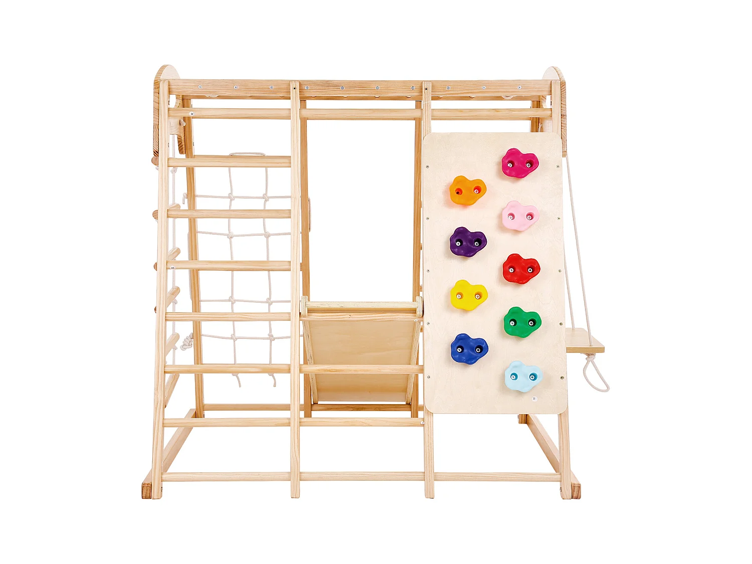 Triangle d'Escalade, SucceBuy Jungle Gym d'Intérieur 7 en 1, Aire de Jeux pour Tout-Petits, Jouets d'Escalade en Bois