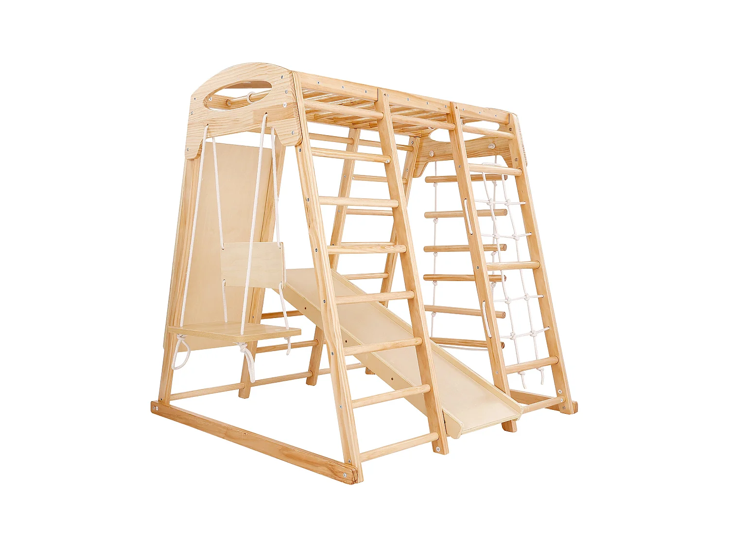 Triangle d'Escalade, SucceBuy Jungle Gym d'Intérieur 7 en 1, Aire de Jeux pour Tout-Petits, Jouets d'Escalade en Bois