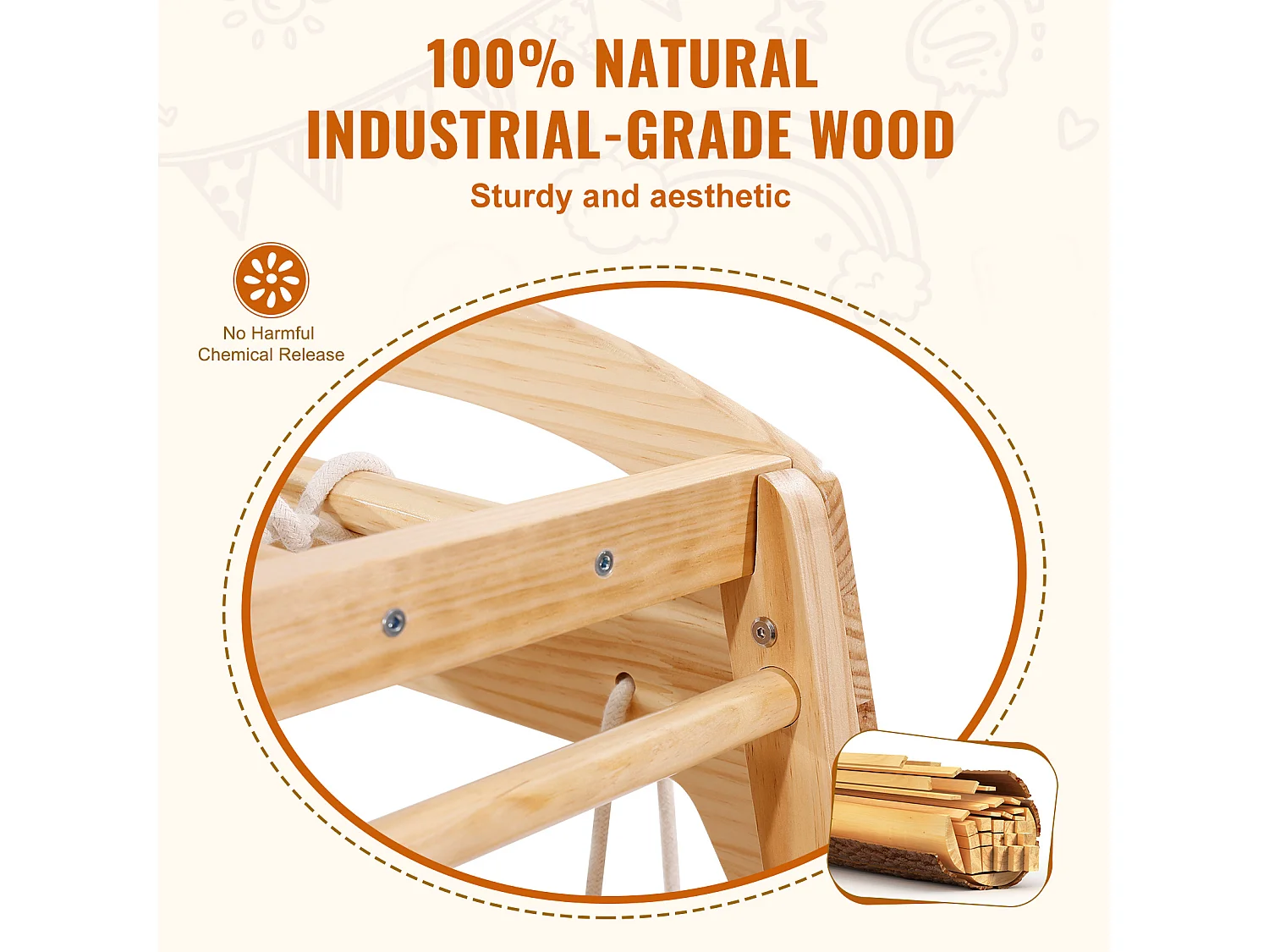 Triangolo da Arrampicata, SucceBuy 7 in 1 Palestra da Giungla da Interno, Parco Giochi per Bambini, Giocattoli da Arrampicata in Legno