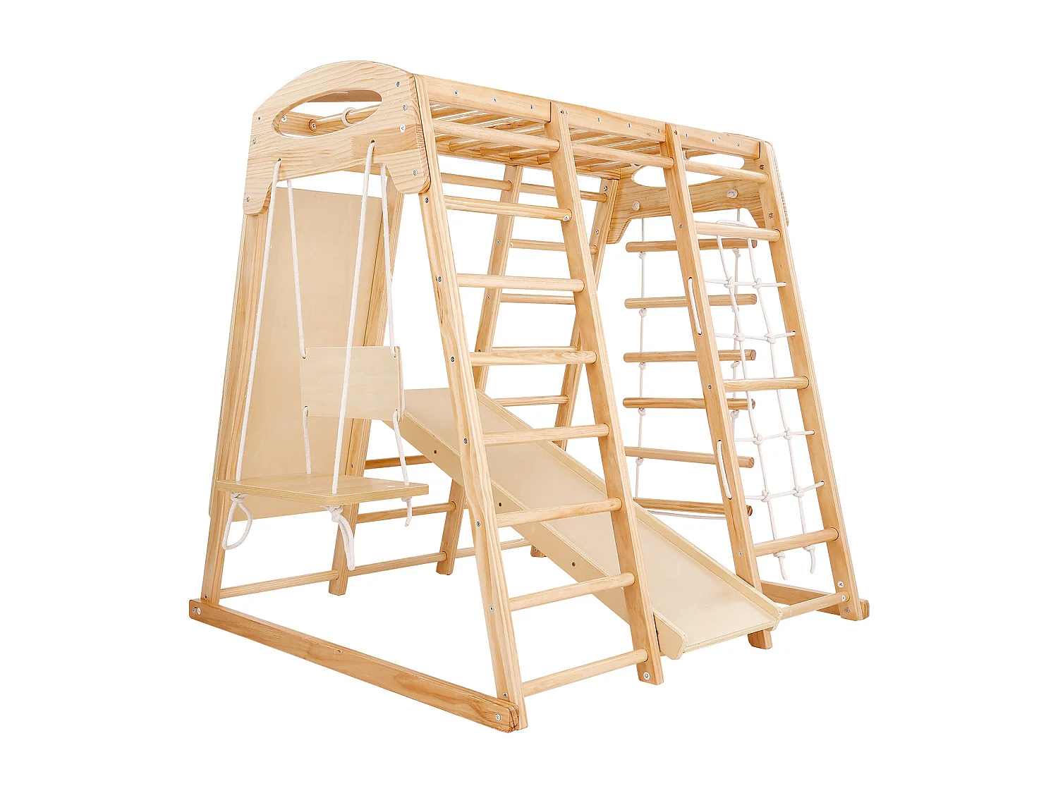 Triangolo da Arrampicata, SucceBuy 7 in 1 Palestra da Giungla da Interno, Parco Giochi per Bambini, Giocattoli da Arrampicata in Legno