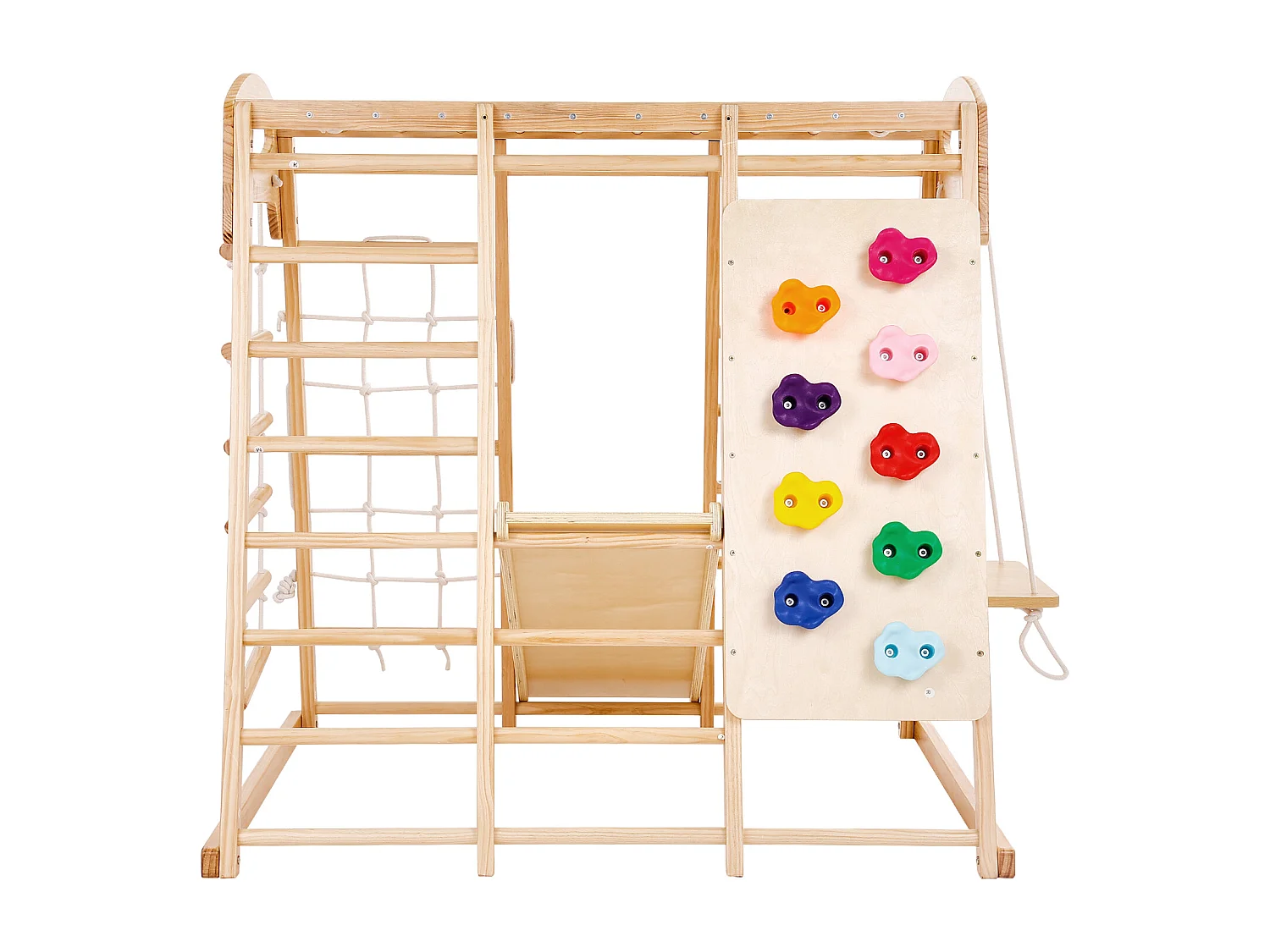 Triangolo da Arrampicata, SucceBuy 7 in 1 Palestra da Giungla da Interno, Parco Giochi per Bambini, Giocattoli da Arrampicata in Legno