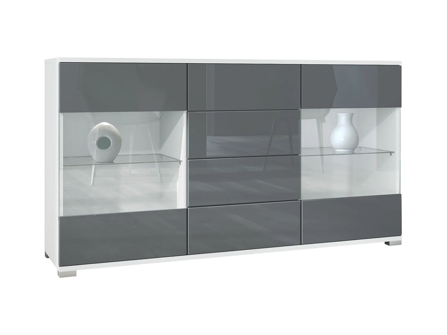 SIDEBOARD Bari Grau Hochglanz