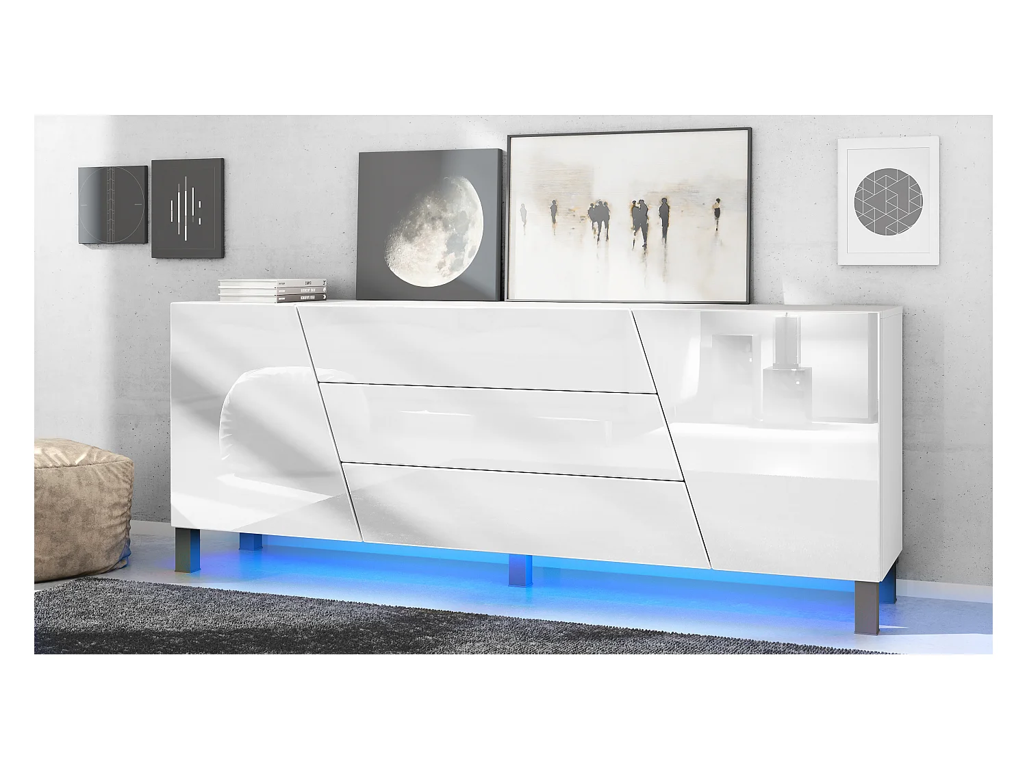 SIDEBOARD Houston Weiß Hochglanz